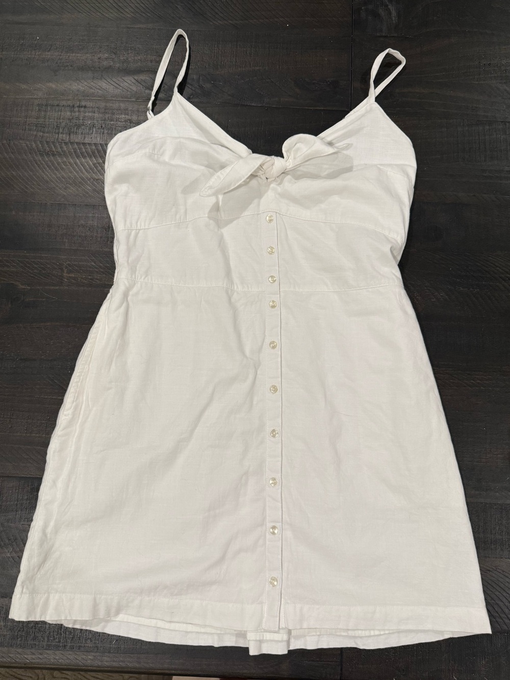 Abercrombie & Fitch White Tie-Front Spaghetti Strap Mini Dress